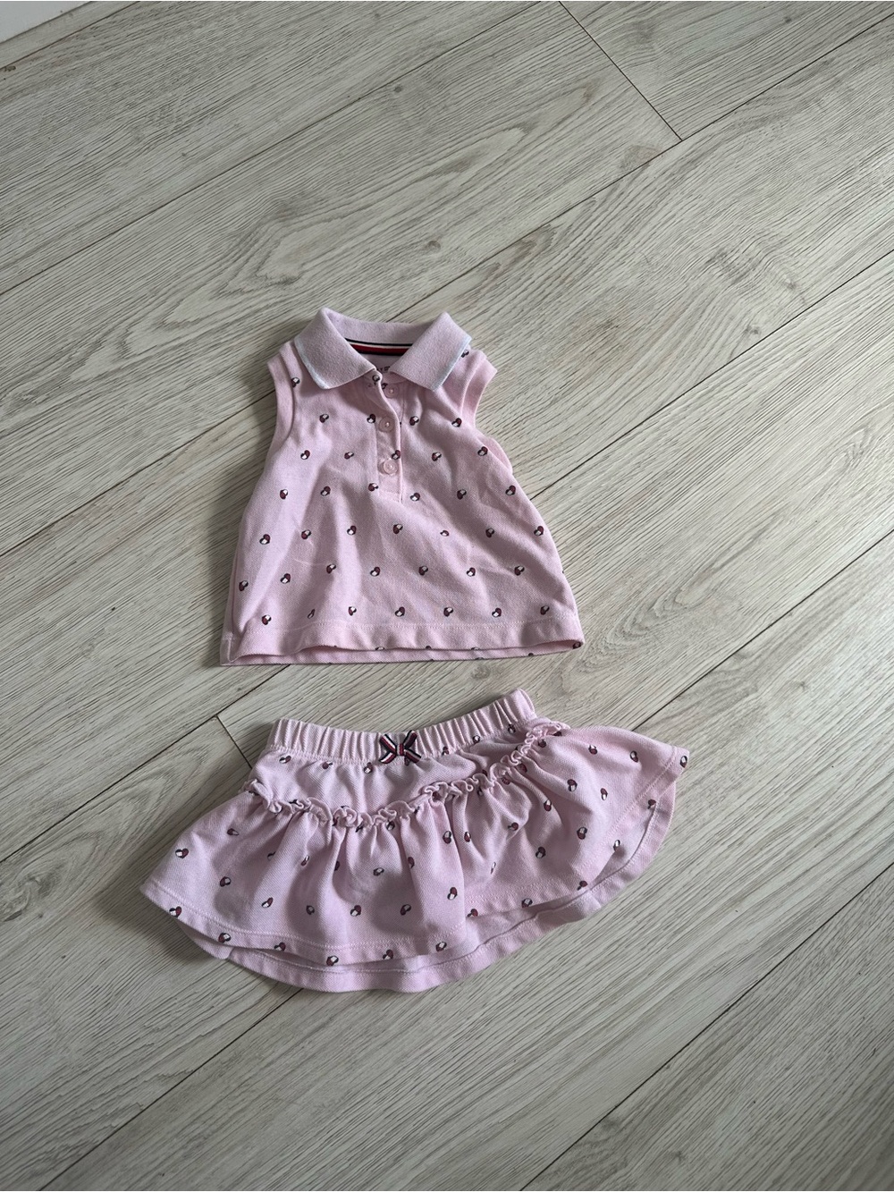 Tommy Hilfiger Pink Polo Set with Navy & Red Trim